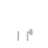 Sterling Silver Rhodium Plated Initial I CZ Earrings
