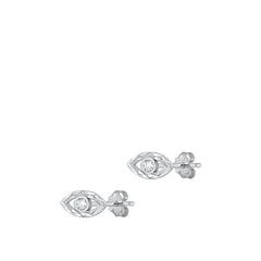 Sterling Silver Rhodium Plated Clear CZ Eye Earrings