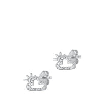 Load image into Gallery viewer, Sterling Silver Rhodium Plated Cloud And Sun Clear CZ Earrings