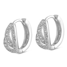 Load image into Gallery viewer, Sterling Silver Cubic Zirconia Thick Round Shaped Huggie Hoop EarringsAnd Dimensions 13 x 13mm
