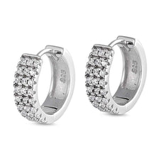 Load image into Gallery viewer, Sterling Silver Thick Round Shaped With Cubic Zirconia Huggie Hoop EarringsAnd Dimensions 14 x 14mm