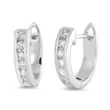 Load image into Gallery viewer, Sterling Silver Huggie Hoop Earrings With CZ Stones