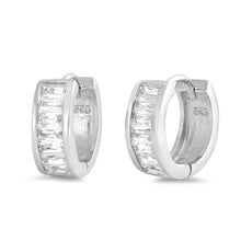 Load image into Gallery viewer, Sterling Silver Huggie Hoop Earrings With CZ Stones