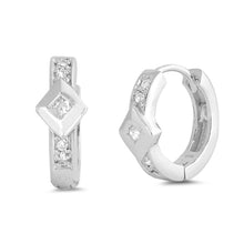 Load image into Gallery viewer, Sterling Silver Huggie Hoop Earrings With CZ Stones