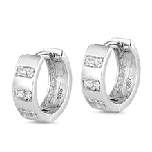 Load image into Gallery viewer, Sterling Silver Huggie Hoop Earrings With CZ Stones