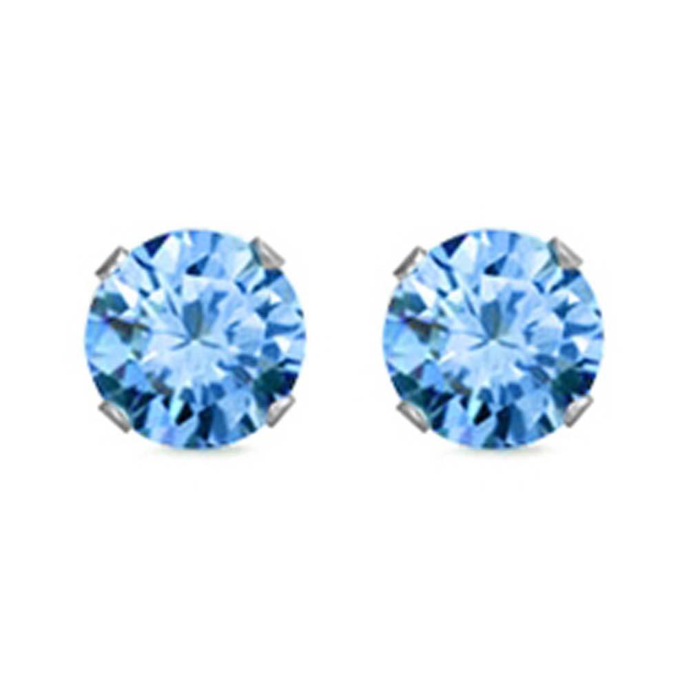 Sterling Silver Rhodium Plated Round Cut Stud Earring Set on Basket Prong Setting with Friction Back Post 3mm