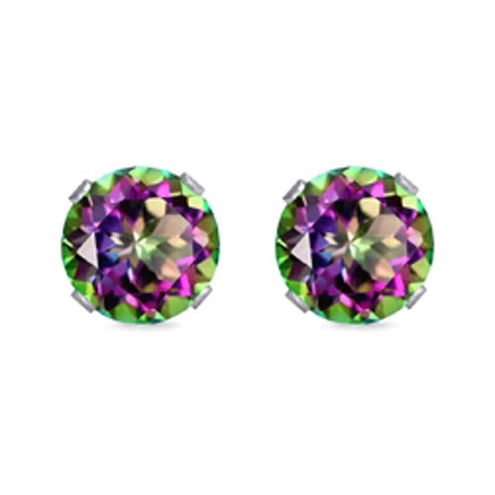 Sterling Silver Rhodium Plated Round Cut Stud Earring Set on Basket Prong Setting with Friction Back Post 3mm