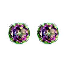Load image into Gallery viewer, Sterling Silver Rhodium Plated Round Cut Stud Earring Set on Basket Prong Setting with Friction Back Post 3mm