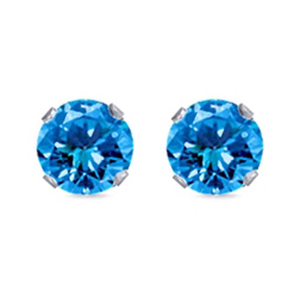 Sterling Silver Rhodium Plated Round Cut Stud Earring Set on Basket Prong Setting with Friction Back Post 10mm