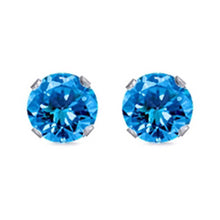 Load image into Gallery viewer, Sterling Silver Rhodium Plated Round Cut Stud Earring Set on Basket Prong Setting with Friction Back Post 10mm