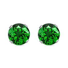 Load image into Gallery viewer, Sterling Silver Rhodium Plated Round Cut Stud Earring Set on Basket Prong Setting with Friction Back Post 5mm