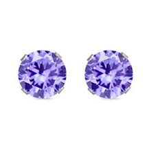 Load image into Gallery viewer, Sterling Silver Rhodium Plated Round Cut Stud Earring Set on Basket Prong Setting with Friction Back Post 3mm