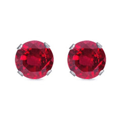 Sterling Silver Rhodium Plated Round Cut Stud Earring Set on Basket Prong Setting with Friction Back Post 10mm