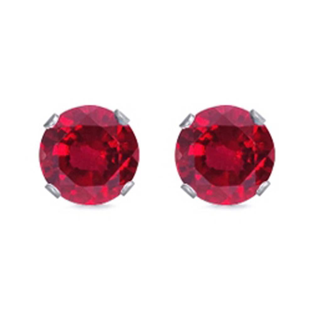 Sterling Silver Rhodium Plated Round Cut Stud Earring Set on Basket Prong Setting with Friction Back Post 8mm