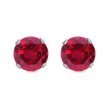 Sterling Silver Rhodium Plated Round Cut Stud Earring Set on Basket Prong Setting with Friction Back Post 9mm