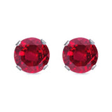 Sterling Silver Rhodium Plated Round Cut Stud Earring Set on Basket Prong Setting with Friction Back Post 3mm