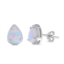 Load image into Gallery viewer, Sterling Silver Stylish White Lab Opal Pear Shape Stud Earring with Earring Height of 9MM