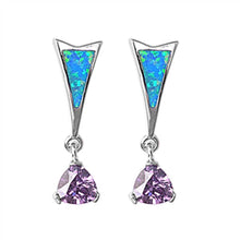 Load image into Gallery viewer, Sterling Silver Classy Design with Trillion Cut Amethyst Cz Dangle Stud EarringAnd Face Height of 25MM