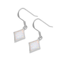 Load image into Gallery viewer, Sterling Silver Classy Diamond Shaped White Lab Opal Earwire Style with Face Height of 28MM