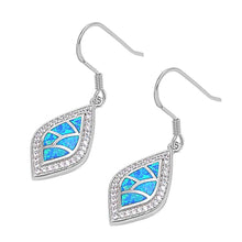 Load image into Gallery viewer, Sterling Silver Elegant Design Marquise Shaped with Blue Lab Opal Inlaid and Halo Clear Czs Earwire StyleAnd Face Height of 25MM