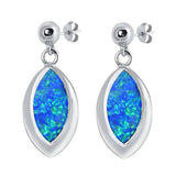 Sterling Silver With Blue Lab Opal Earrings