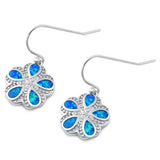 Sterling Silver Blue Lab Opal Flower Shaped Earrings