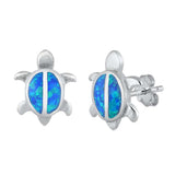 Sterling SilverBlue Lab Opal Turtle Earrings