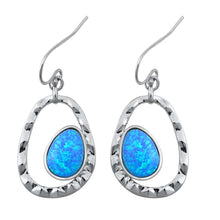 Load image into Gallery viewer, Sterling Silver With Blue Lab Opal Earrings