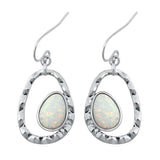 Sterling Silver With White Lab Opal Earrings