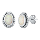 Sterling Silver With White Lab Opal Earrings