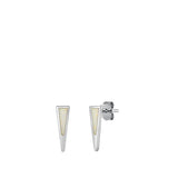 Sterling Silver Rhodium Plated White Lab Opal Earrings-12.4mm