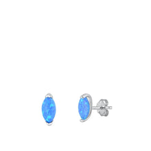Load image into Gallery viewer, Sterling Silver Rhodium Plated Blue Lab Opal Earrings-8.7mm
