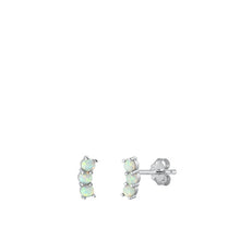 Load image into Gallery viewer, Sterling Silver Rhodium Plated White Lab Opal Earrings-7mm