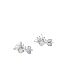 Load image into Gallery viewer, Sterling Silver Oxidized Sunset Moon Stone Earrings Face Height-7.5mm