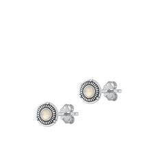 Load image into Gallery viewer, Sterling Silver Oxidized Round Moonstone Earrings Face Height-7.7mm