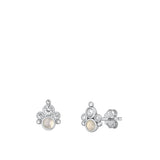 Sterling Silver Oxidized Moonstone Earrings Face Height-8.4mm
