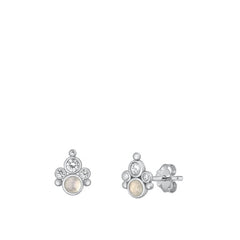 Sterling Silver Oxidized Moonstone Earrings Face Height-8.4mm