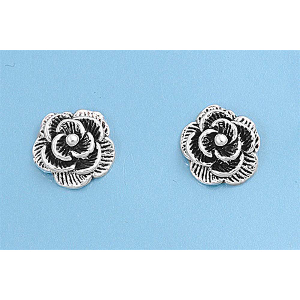 Sterling Silver Rose Small Stud Earrings