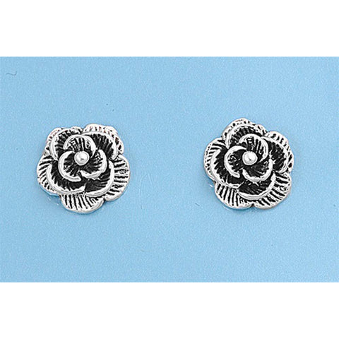 Sterling Silver Rose Small Stud Earrings