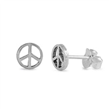 Load image into Gallery viewer, Sterling Silver Peace Sign Oxidized Finished Small Stud EarringsAnd Earrings Height 6mm