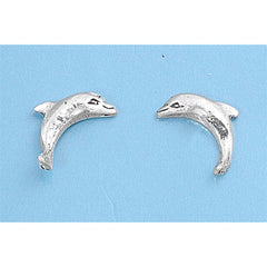 Sterling Silver Small Dolphin Stud Earrings with Friction Back PostAnd Height 8MM