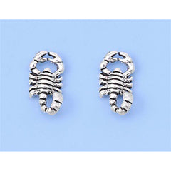 Sterling Silver Small Scorpion Stud Earrings with Friction Back PostAnd Height 9MM