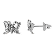 Load image into Gallery viewer, Sterling Silver Small Butterfly Stud Earrings with Friction Back PostAnd Height 6MM