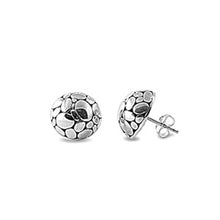 Load image into Gallery viewer, Sterling Silver Bali Round Shaped Plain Stud EarringsAnd Earring Height 12 mm
