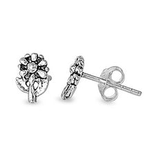 Load image into Gallery viewer, Sterling Silver Small Flower Stud Earrings with Friction Back PostAnd Height 7MM