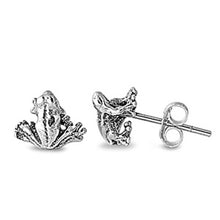 Load image into Gallery viewer, Sterling Silver Small Frog Stud Earrings with Friction Back PostAnd Height 8MM