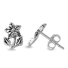 Load image into Gallery viewer, Sterling Silver Small Flower Stud Earrings with Friction Back PostAnd Height 9MM