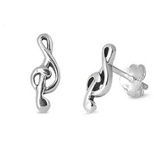 Load image into Gallery viewer, Sterling Silver Small Music Note Stud Earrings with Friction Back Post Height 11MM