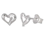 Sterling Silver Trendy Heart Stud Earring with Friction Back PostAnd Earring Height of 6MM
