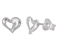 Sterling Silver Trendy Heart Stud Earring with Friction Back PostAnd Earring Height of 6MM